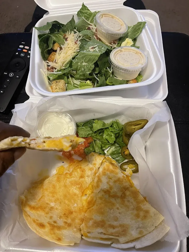 Chicken Quesadilla with a Ceaser Salad